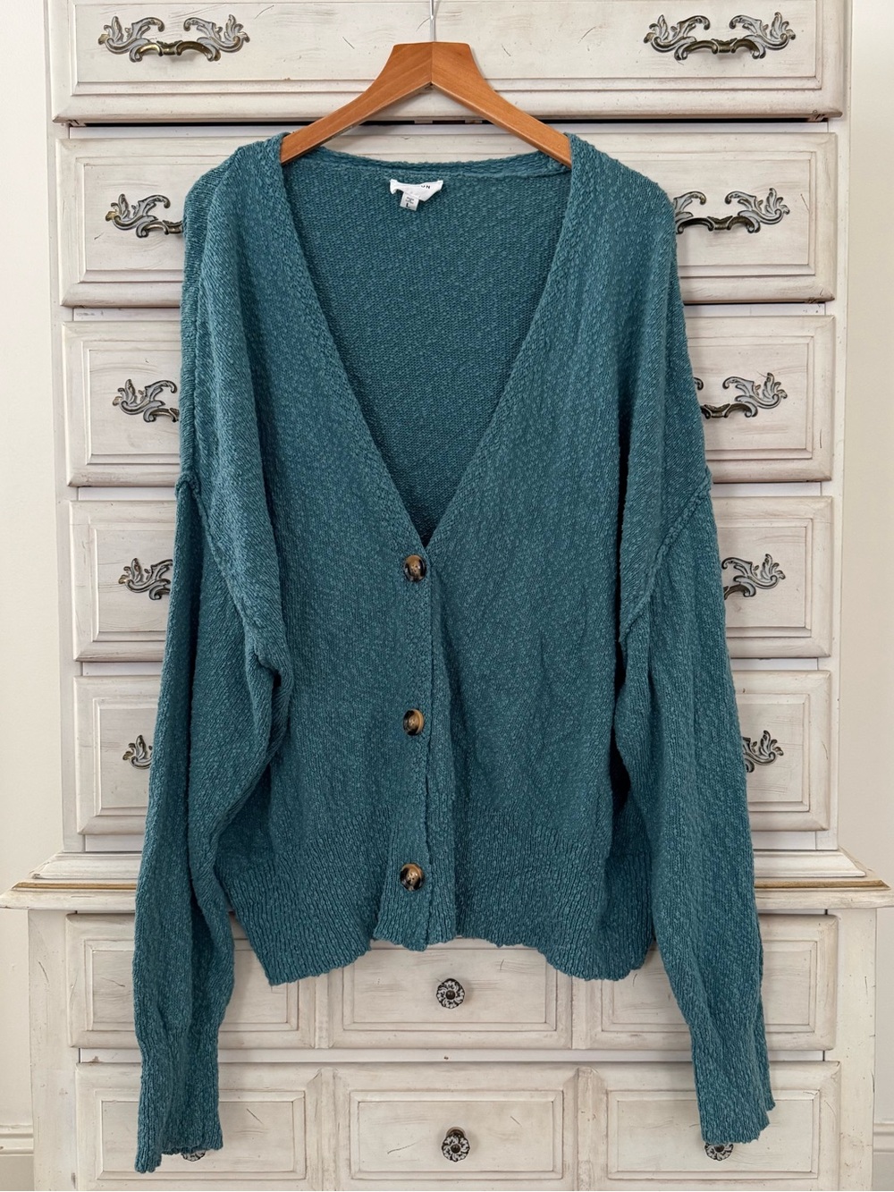Vici Dark Sage Relaxed Button Cardigan